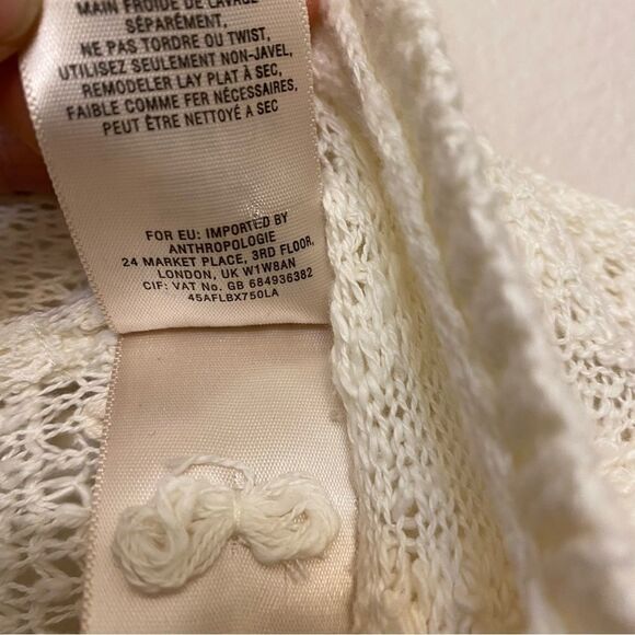 Anthropologie Knitted & Knotted Ismare Cable open Knit cotton Cardigan ivory S - Picture 12 of 12